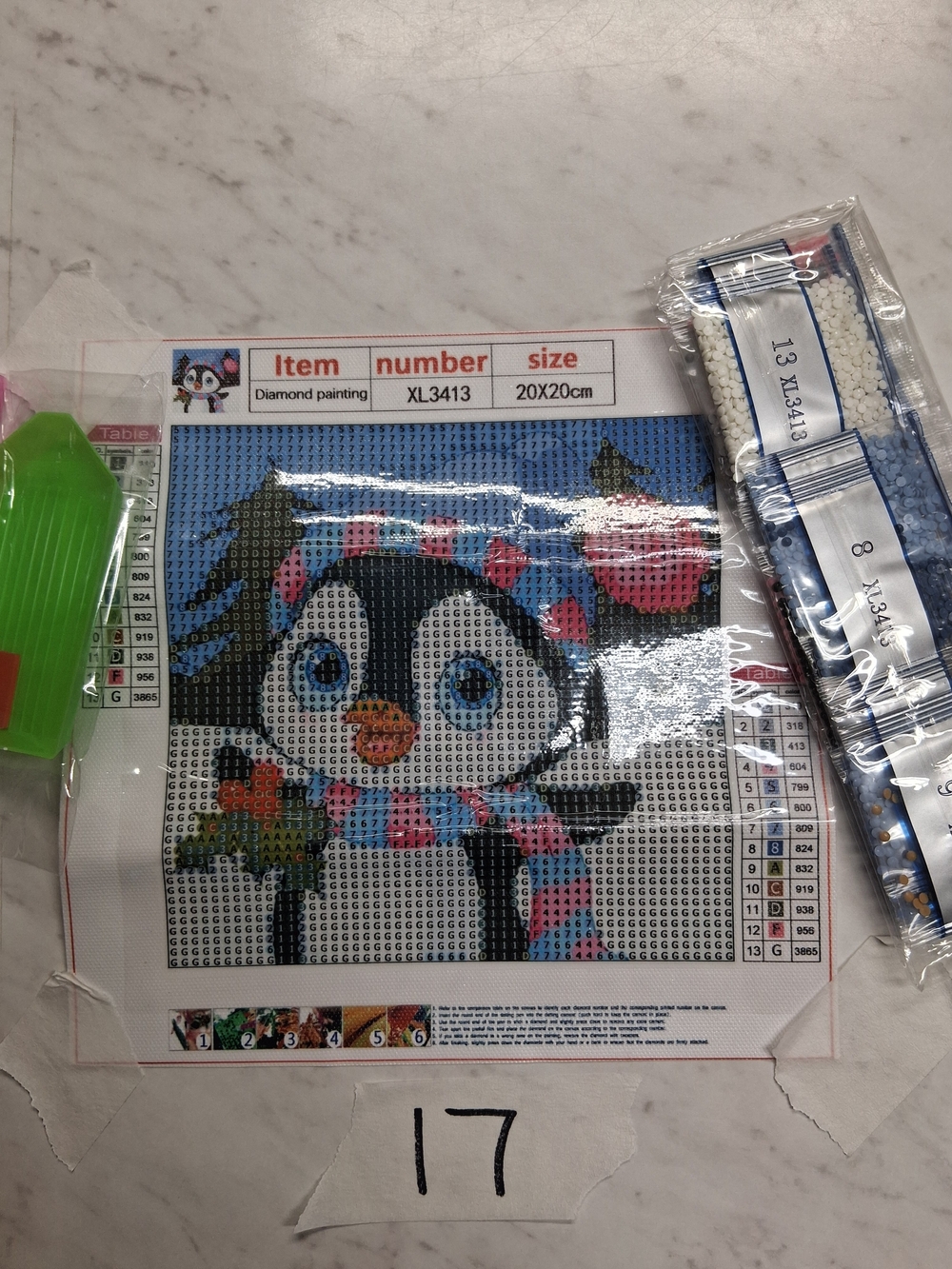 Cute Penguin Diamond Painting Kit with Scarf - Blue, Black, White